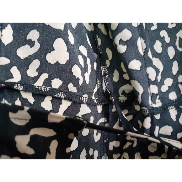 Nic & Jo Black Tan Cheetah Print Self Tie Wrap Around LS Casual Dress M - Picture 10 of 12
